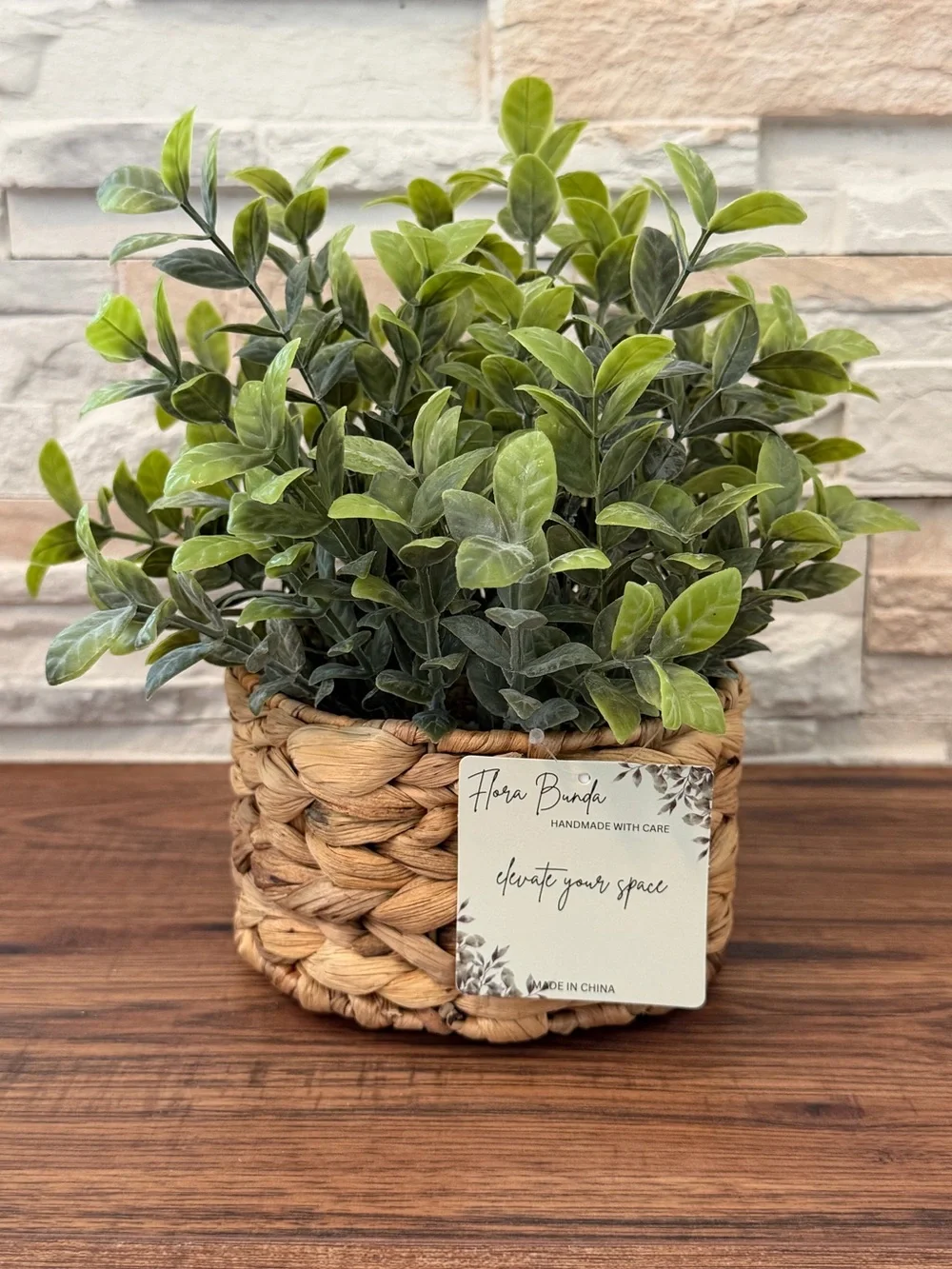 🆕 Handmade Woven Basket with Green Faux Plant - Home Accents!
